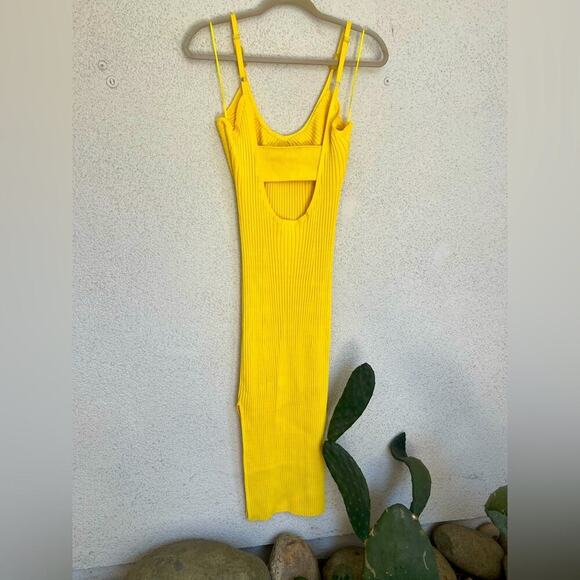 NWOT Revolve x House of Harlow 1960 Lemon Striped Ribbed Beaded Midi Dress small - Picture 8 of 9
